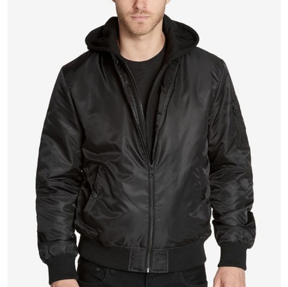 guess bomber jacket with hood
